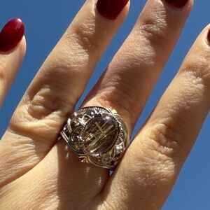Michael Valitutti Vintage 925 Sterling Silver Rutilated Quartz Statement Ring 8